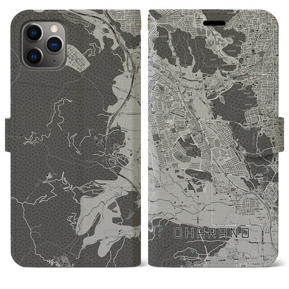 【大原野（京都府）】地図柄iPhoneケース（手帳タイプ）モノトーン・iPhone 11 Pro Max 用