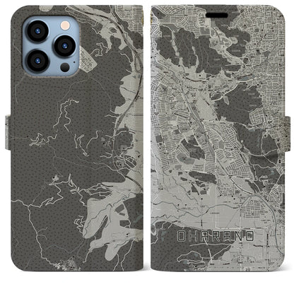 【大原野（京都府）】地図柄iPhoneケース（手帳タイプ）モノトーン・iPhone 13 Pro Max 用