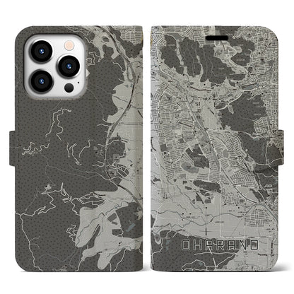 【大原野（京都府）】地図柄iPhoneケース（手帳タイプ）モノトーン・iPhone 13 Pro 用