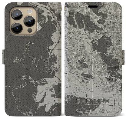 【大原野（京都府）】地図柄iPhoneケース（手帳タイプ）モノトーン・iPhone 14 Pro Max 用