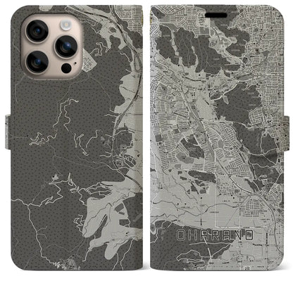 【大原野（京都府）】地図柄iPhoneケース（手帳タイプ）モノトーン・iPhone 16 Plus 用