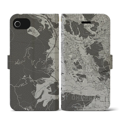 【大原野（京都府）】地図柄iPhoneケース（手帳タイプ）モノトーン・iPhone SE（第3 / 第2世代） / 8 / 7 / 6s / 6 用