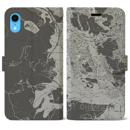 【大原野（京都府）】地図柄iPhoneケース（手帳タイプ）モノトーン・iPhone XR 用