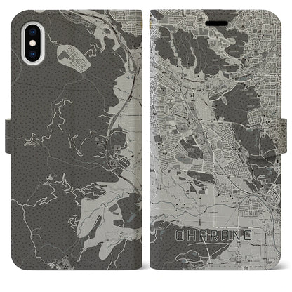 【大原野（京都府）】地図柄iPhoneケース（手帳タイプ）モノトーン・iPhone XS Max 用