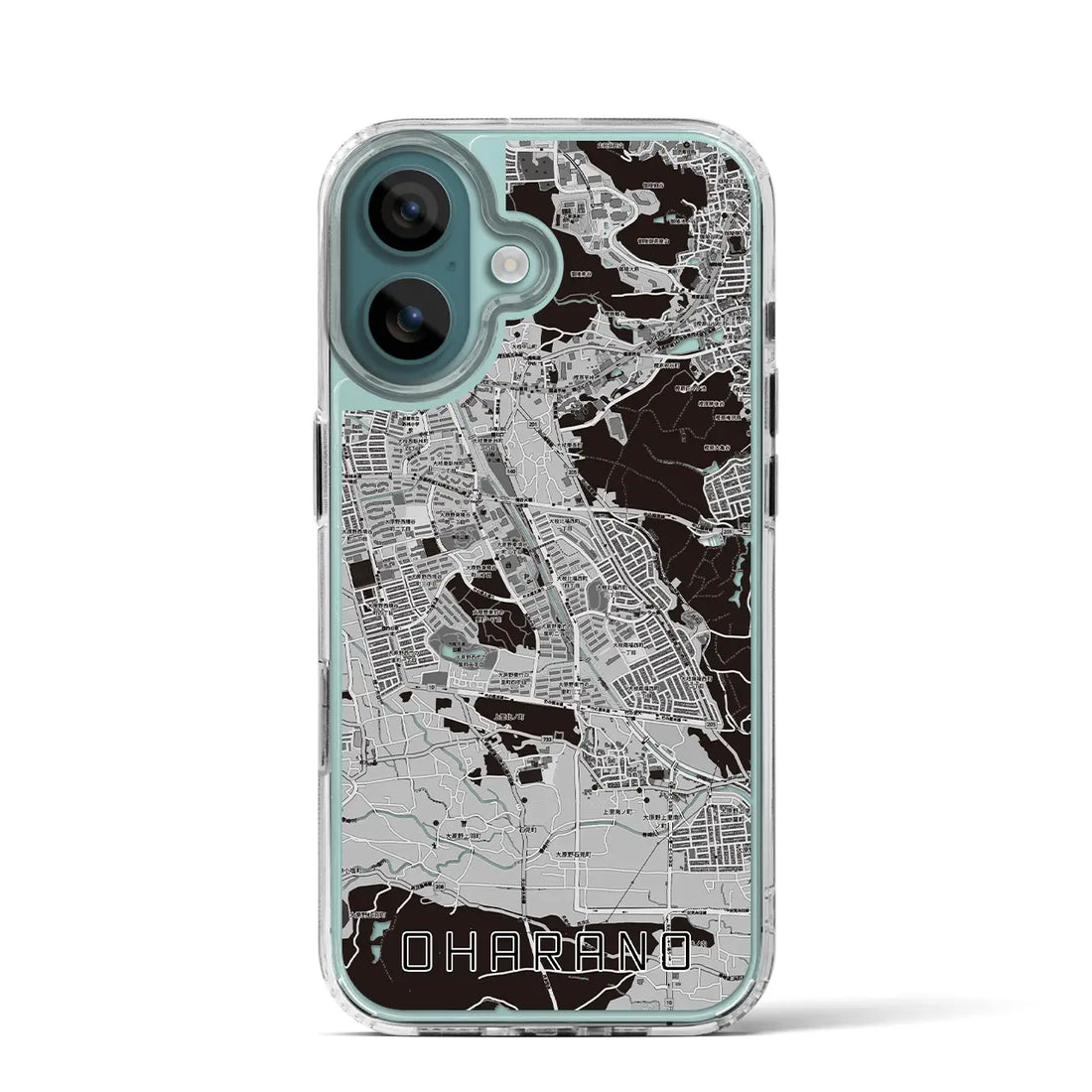 【大原野(京都府)】地図柄iPhoneケース(MagSafeタイプ)モノトーン・iPhone 16 Pro 用