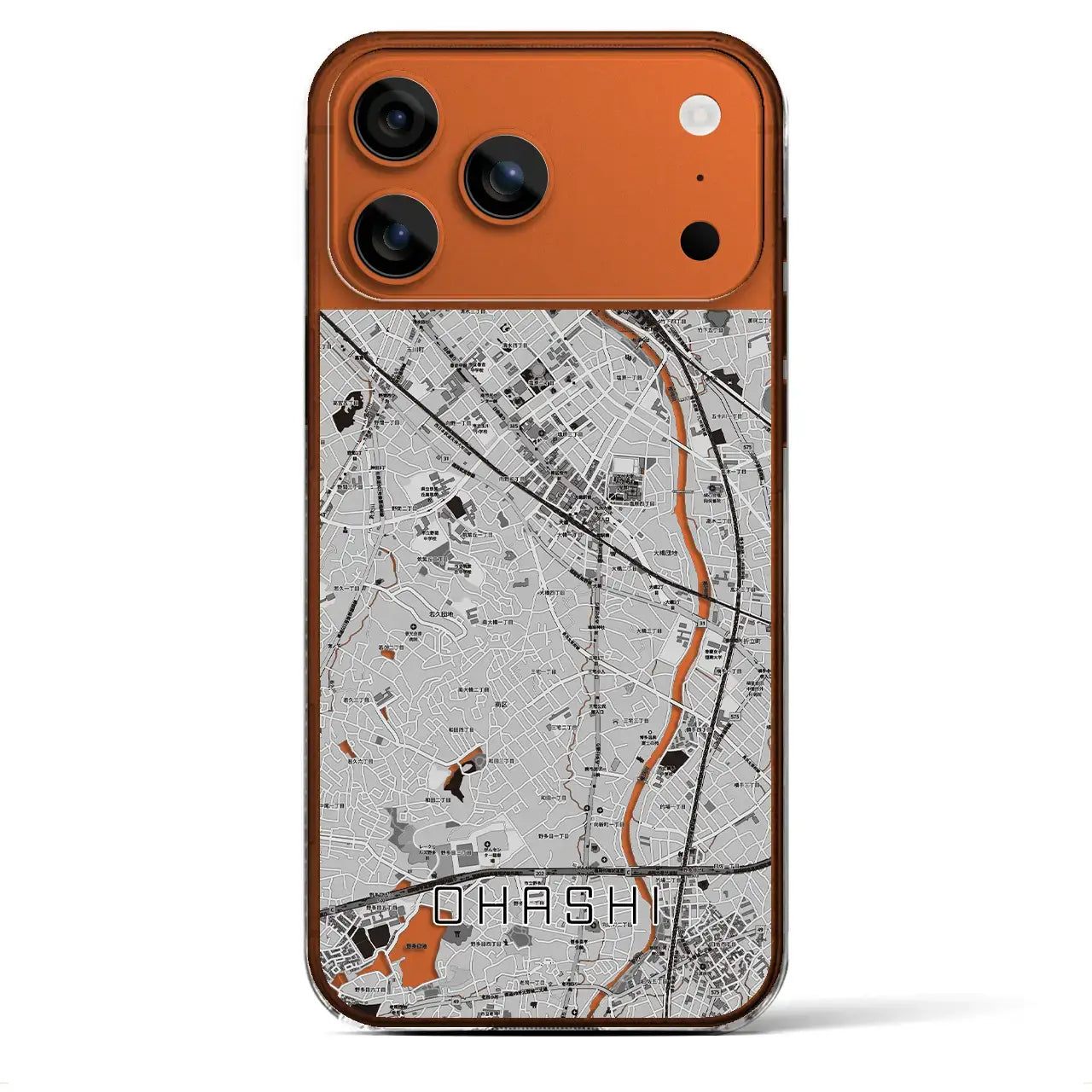 【大橋（福岡県）】地図柄iPhoneケース（クリアタイプ）モノトーン・iPhone 17 Pro Max 用