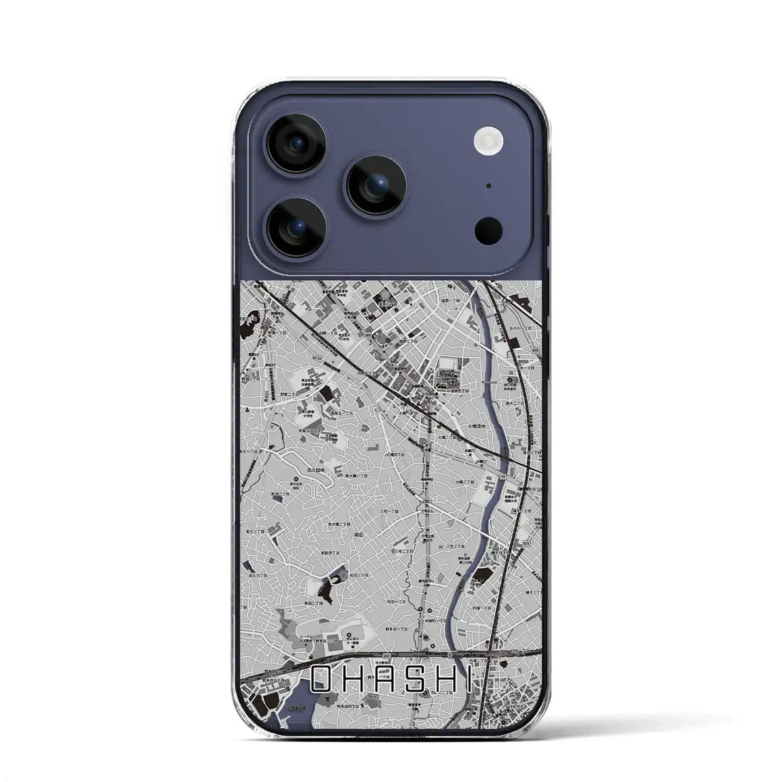 【大橋(福岡県)】地図柄iPhoneケース(クリアタイプ)モノトーン・iPhone 17 Pro Max 用