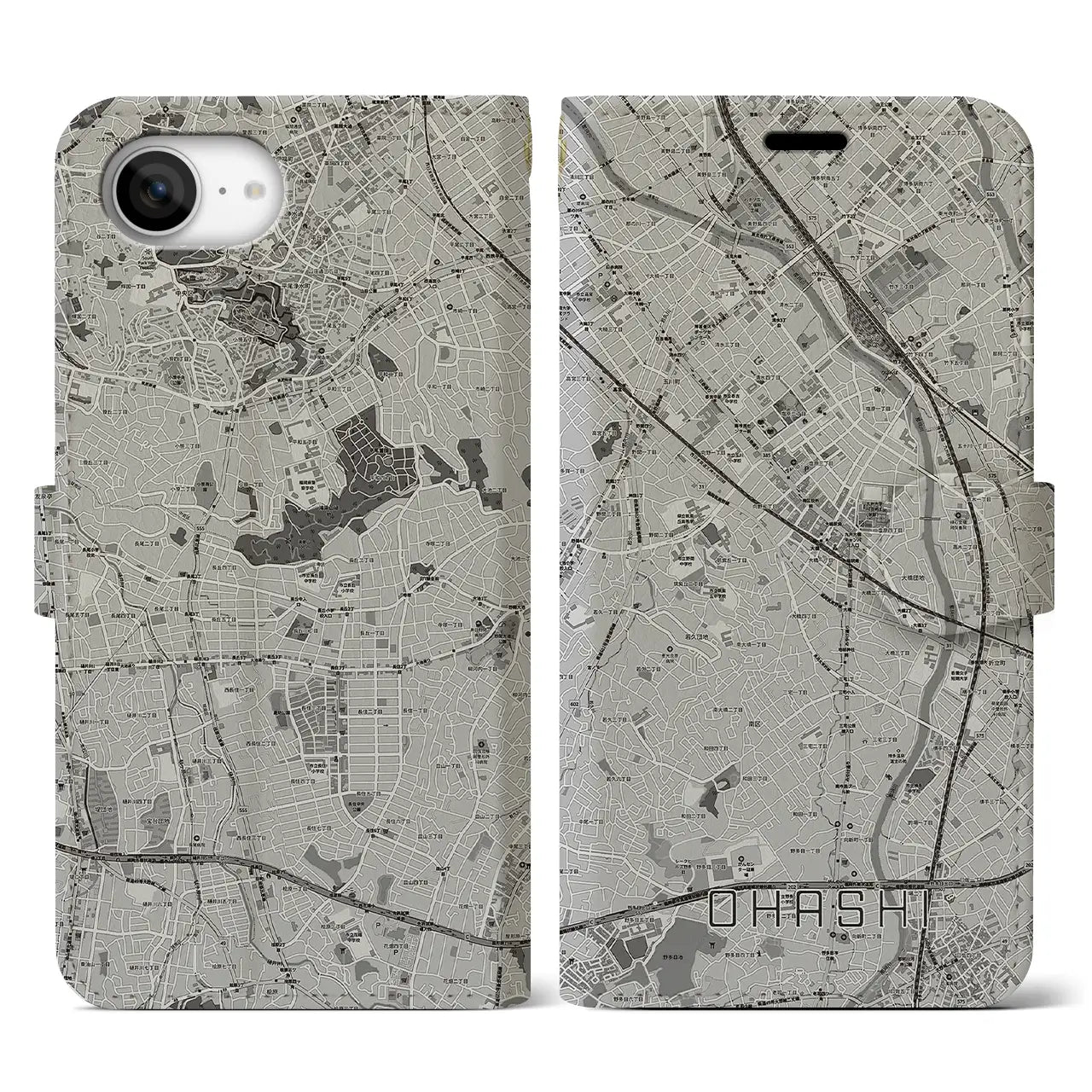 【大橋（福岡県）】地図柄iPhoneケース（手帳タイプ）