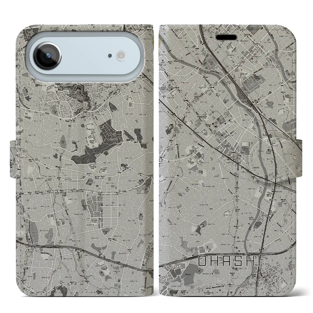 【大橋（福岡県）】地図柄iPhoneケース（手帳タイプ）