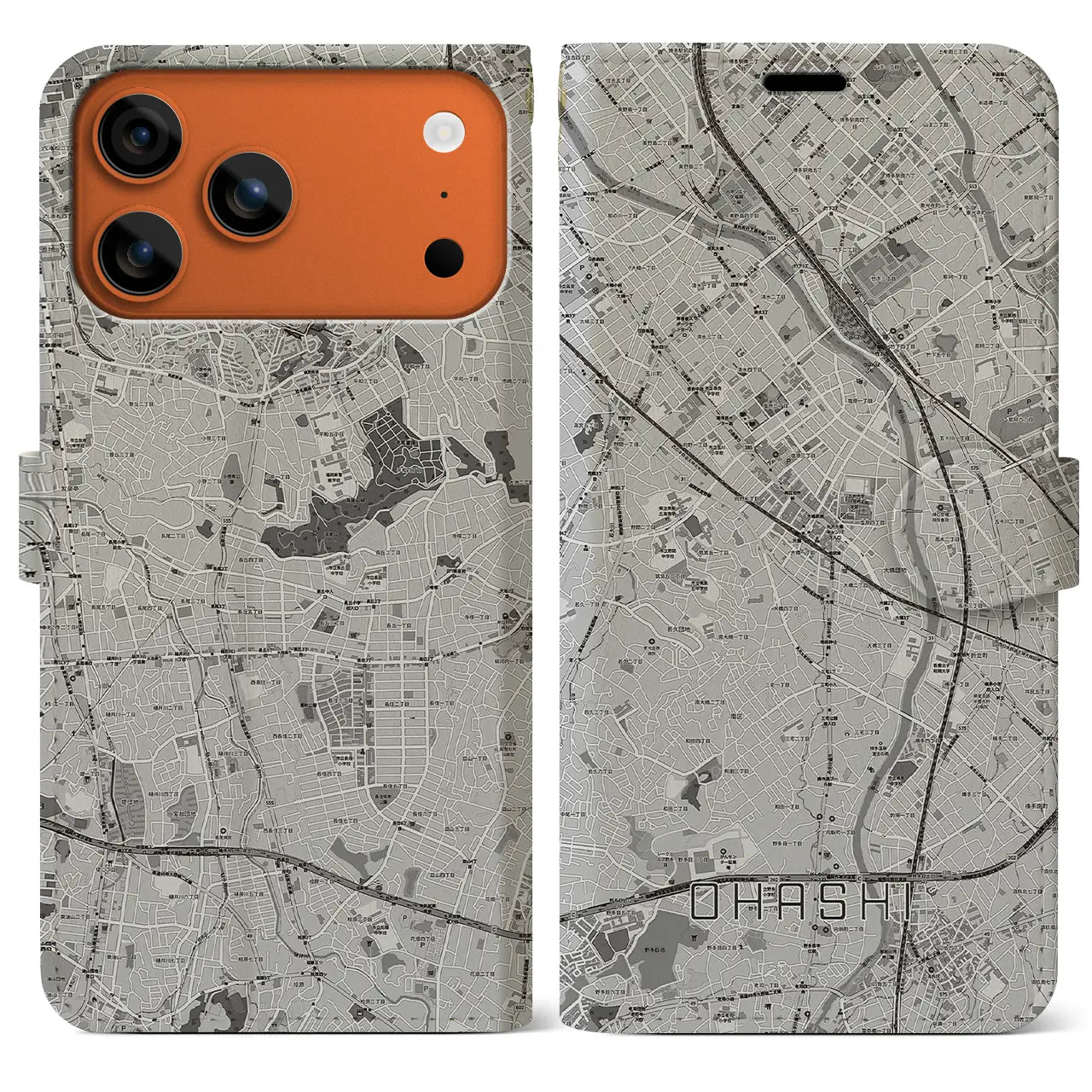 【大橋（福岡県）】地図柄iPhoneケース（手帳タイプ）