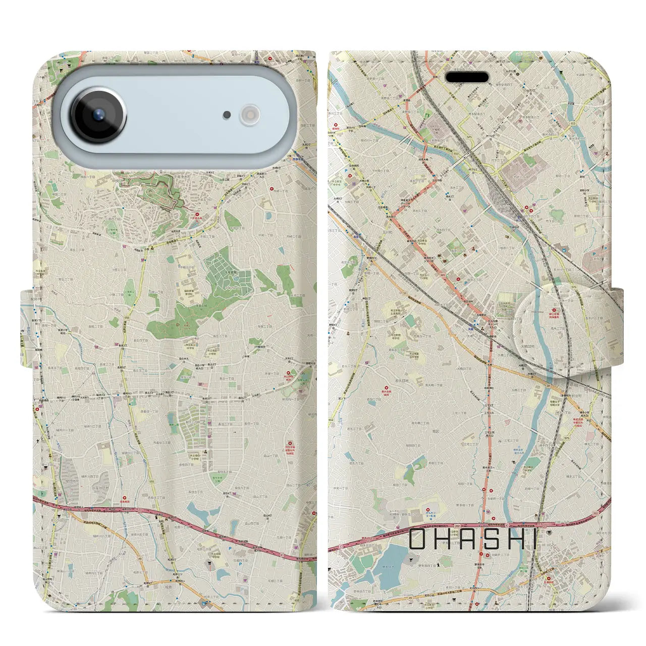 【大橋（福岡県）】地図柄iPhoneケース（手帳タイプ）