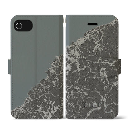 【大田（島根県）】地図柄iPhoneケース（手帳タイプ）モノトーン・iPhone SE（第3 / 第2世代） / 8 / 7 / 6s / 6 用