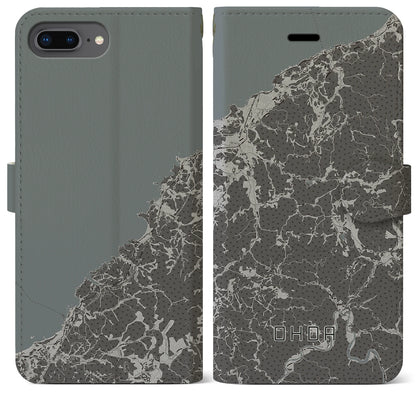 【大田（島根県）】地図柄iPhoneケース（手帳タイプ）モノトーン・iPhone 8Plus /7Plus / 6sPlus / 6Plus 用