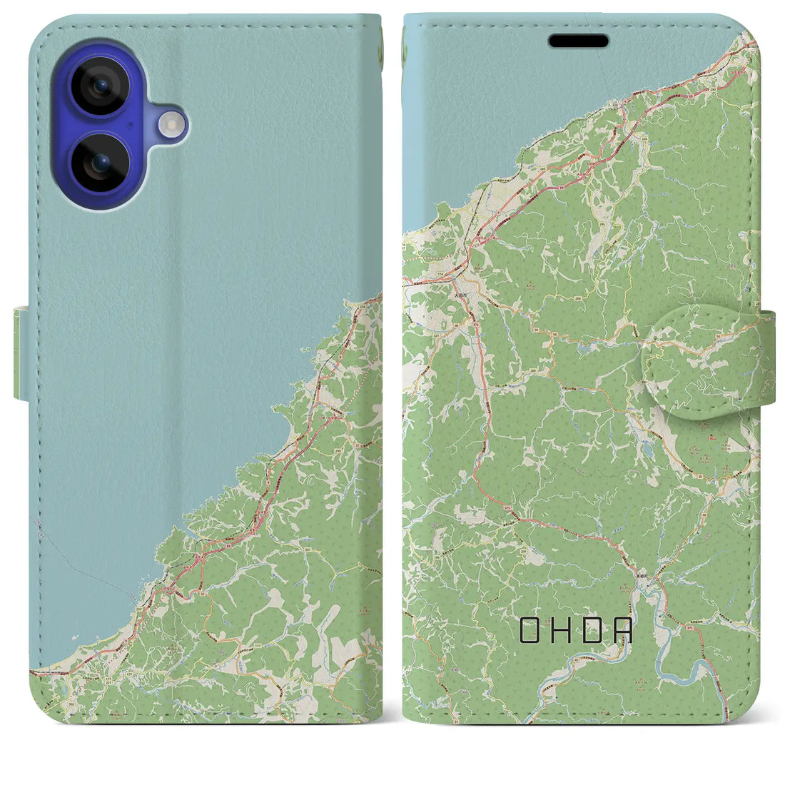 【大田（島根県）】地図柄iPhoneケース（手帳タイプ）ナチュラル・iPhone 16 Pro Max 用