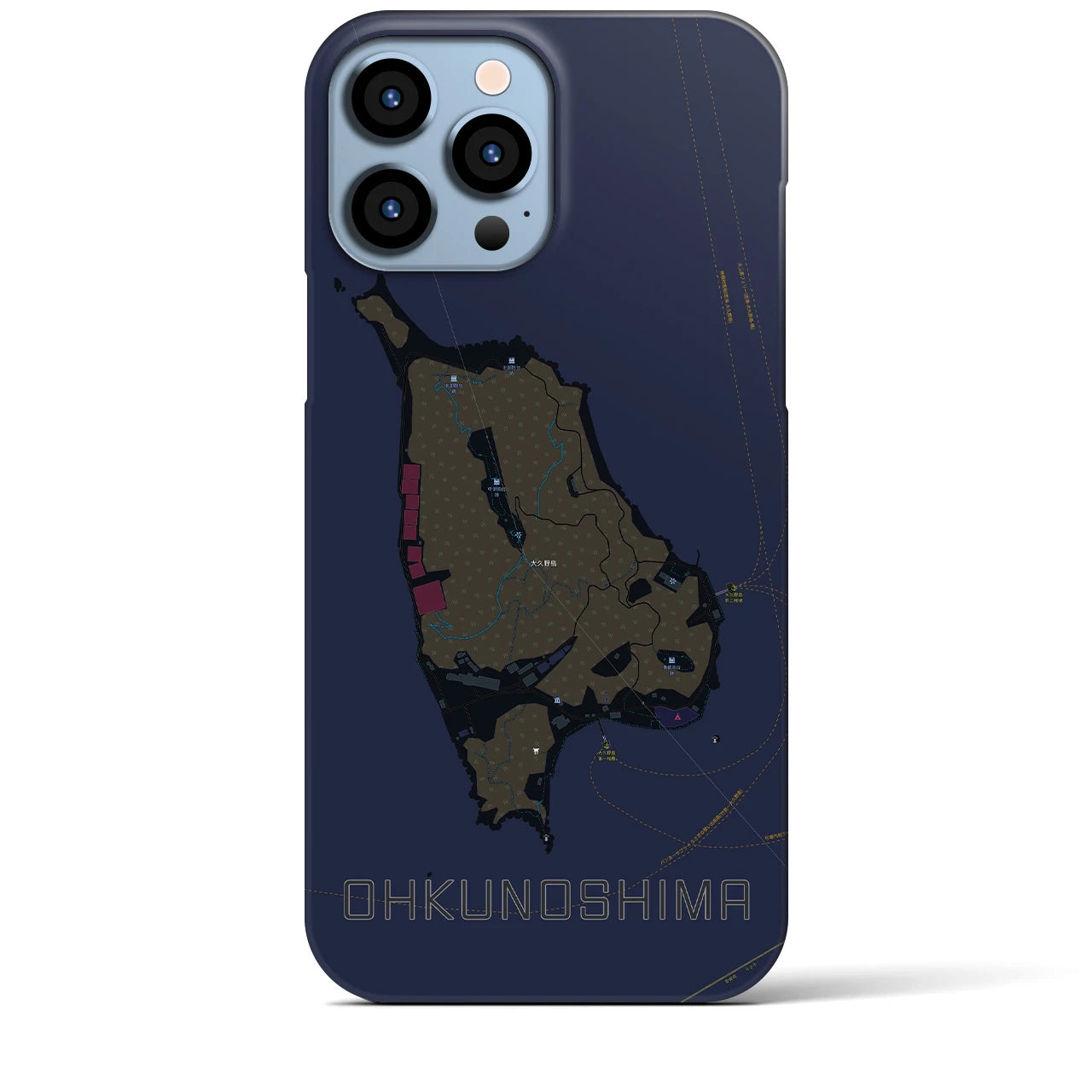 【大久野島（広島県）】地図柄iPhoneケース（バックカバータイプ）