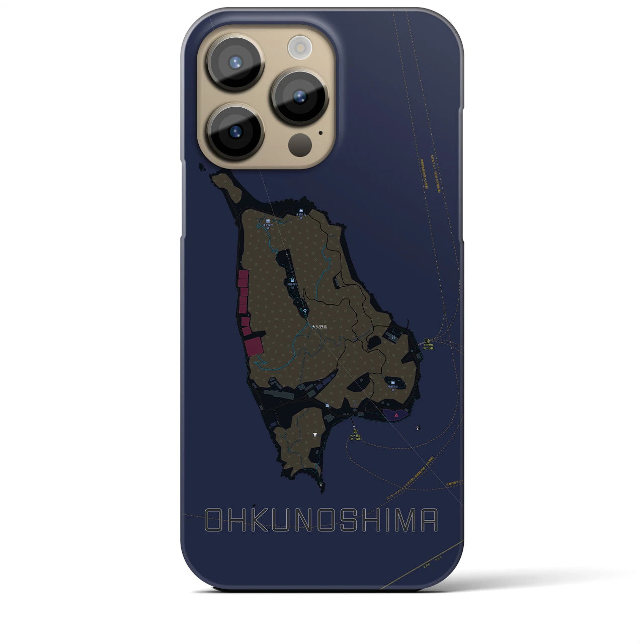 【大久野島（広島県）】地図柄iPhoneケース（バックカバータイプ）