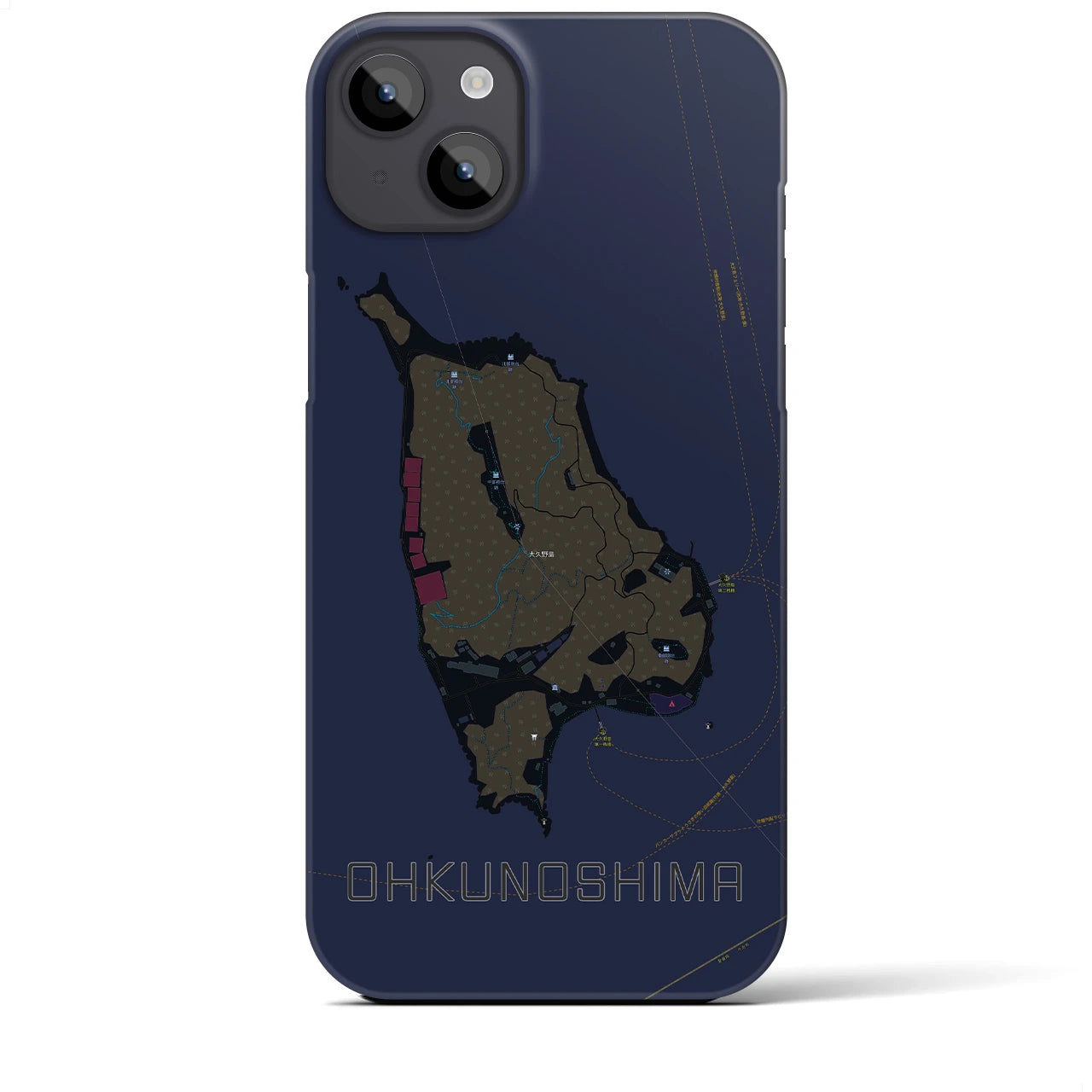 【大久野島（広島県）】地図柄iPhoneケース（バックカバータイプ）