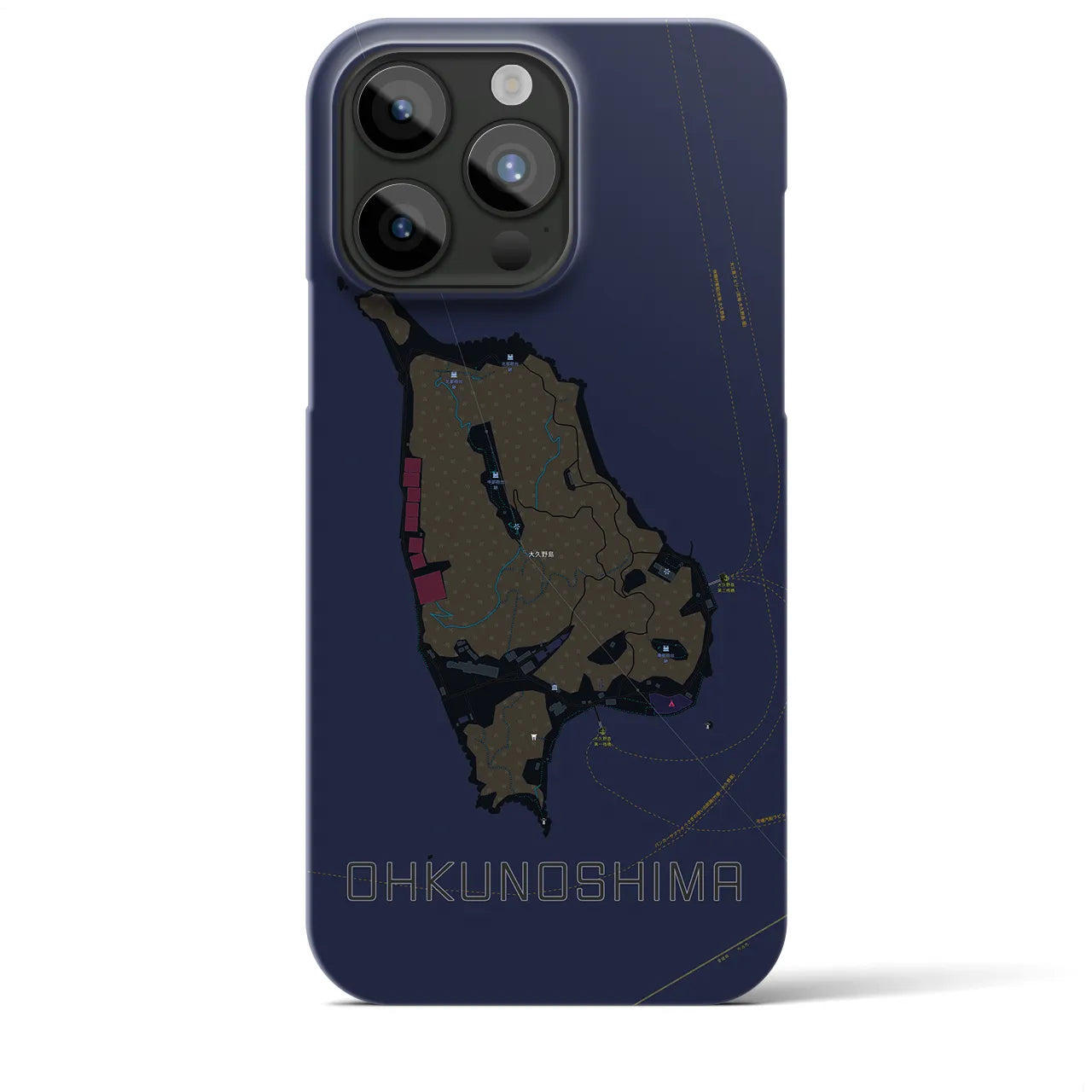 【大久野島（広島県）】地図柄iPhoneケース（バックカバータイプ）