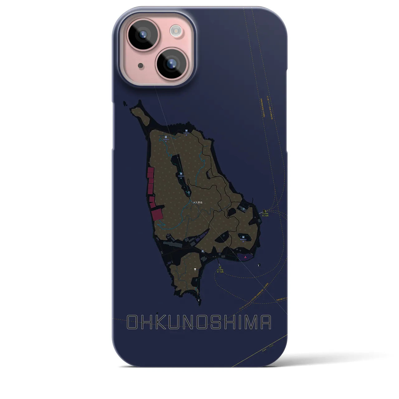 【大久野島（広島県）】地図柄iPhoneケース（バックカバータイプ）