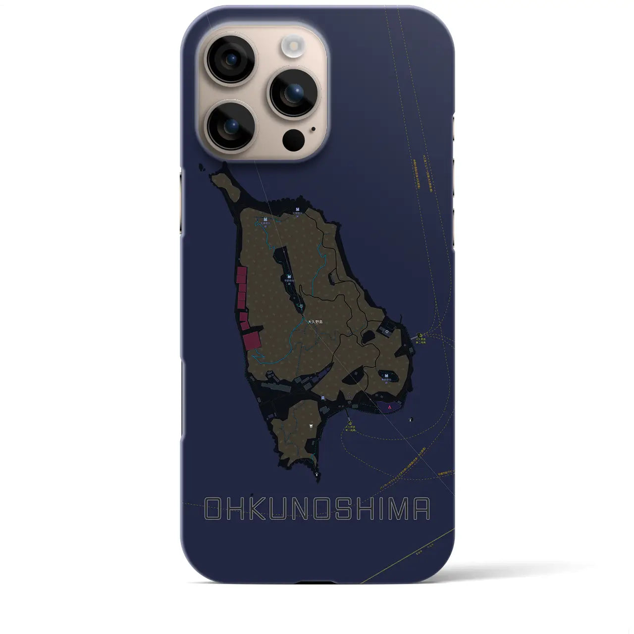 【大久野島（広島県）】地図柄iPhoneケース（バックカバータイプ）