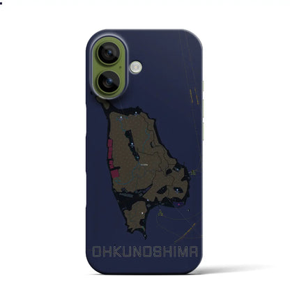 【大久野島（広島県）】地図柄iPhoneケース（バックカバータイプ）