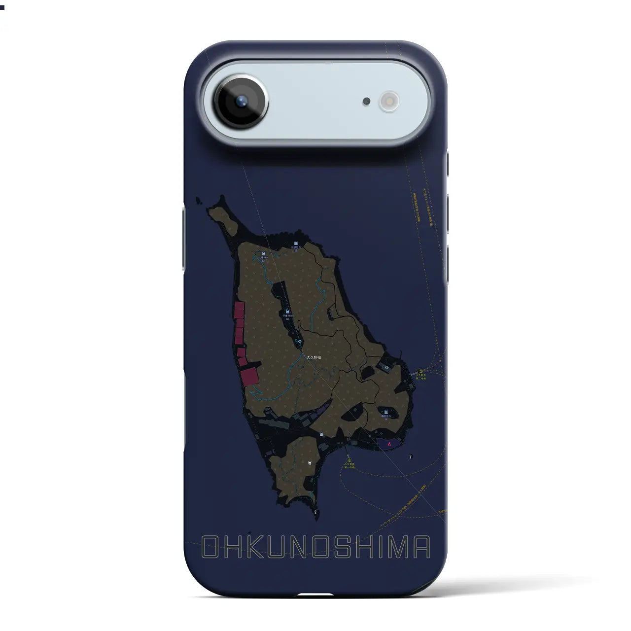 【大久野島（広島県）】地図柄iPhoneケース（バックカバータイプ）