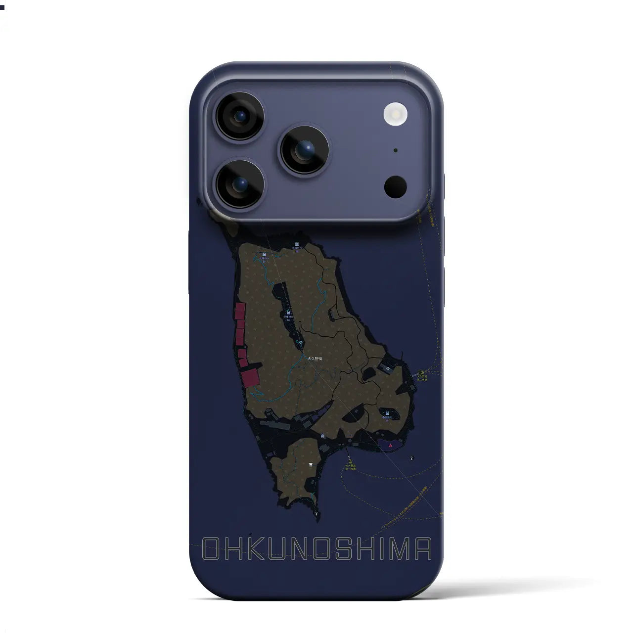 【大久野島（広島県）】地図柄iPhoneケース（バックカバータイプ）