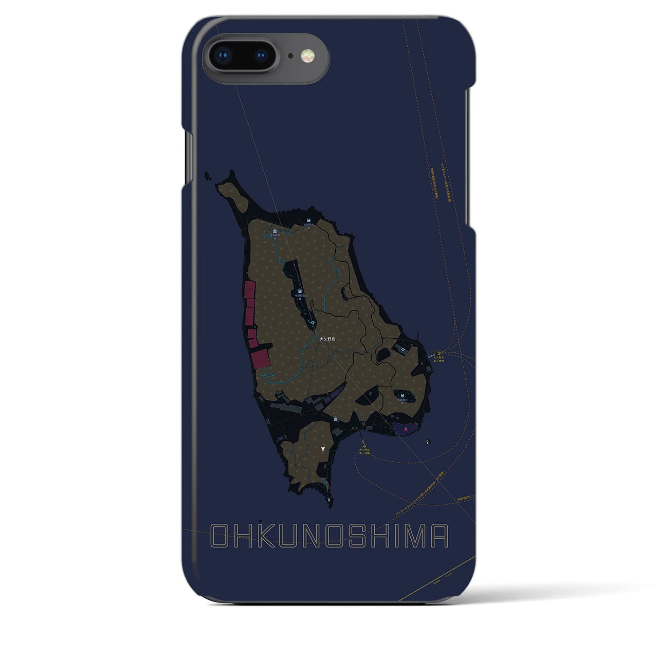 【大久野島（広島県）】地図柄iPhoneケース（バックカバータイプ）