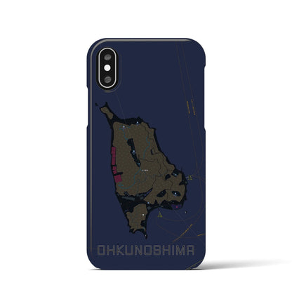 【大久野島（広島県）】地図柄iPhoneケース（バックカバータイプ）