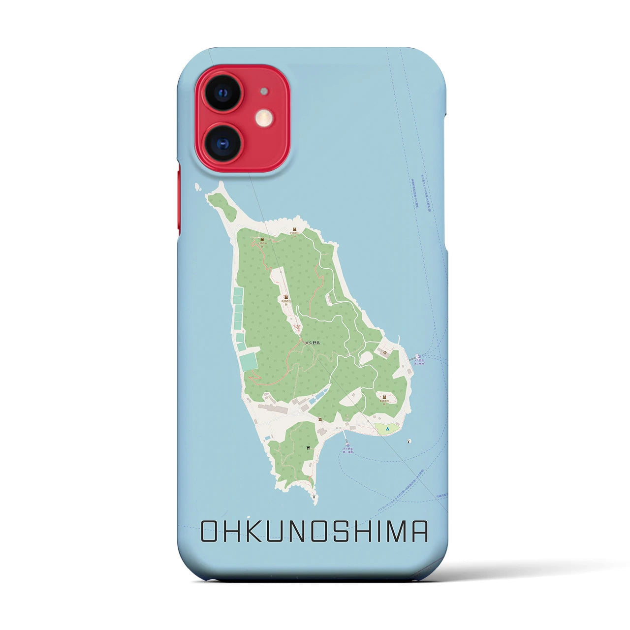 【大久野島（広島県）】地図柄iPhoneケース（バックカバータイプ）