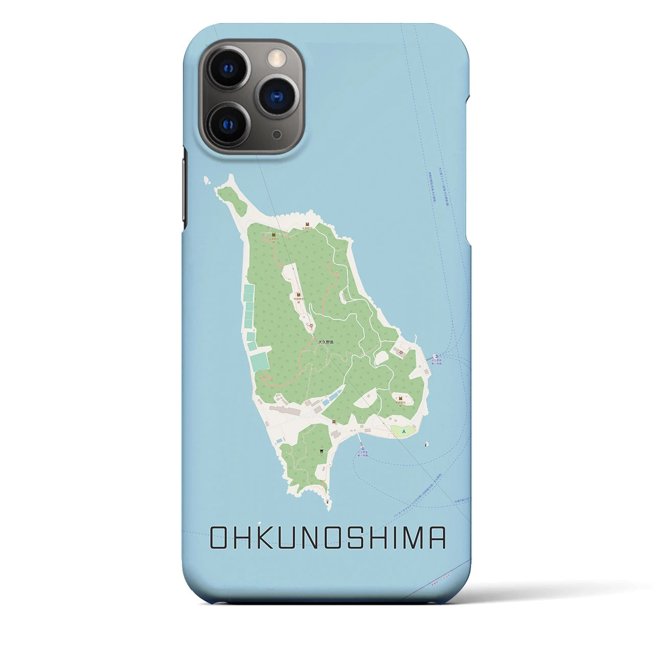 【大久野島（広島県）】地図柄iPhoneケース（バックカバータイプ）