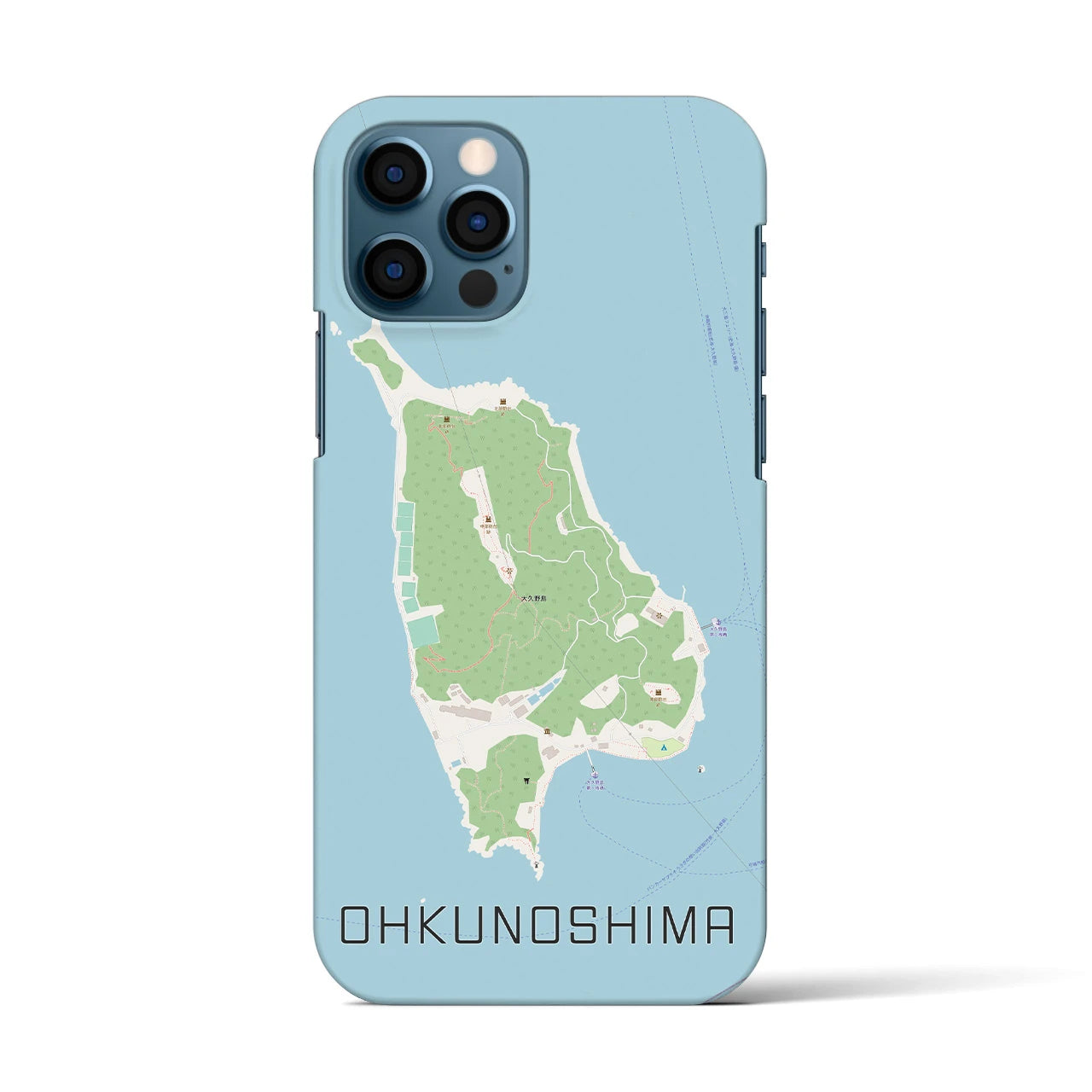 【大久野島（広島県）】地図柄iPhoneケース（バックカバータイプ）