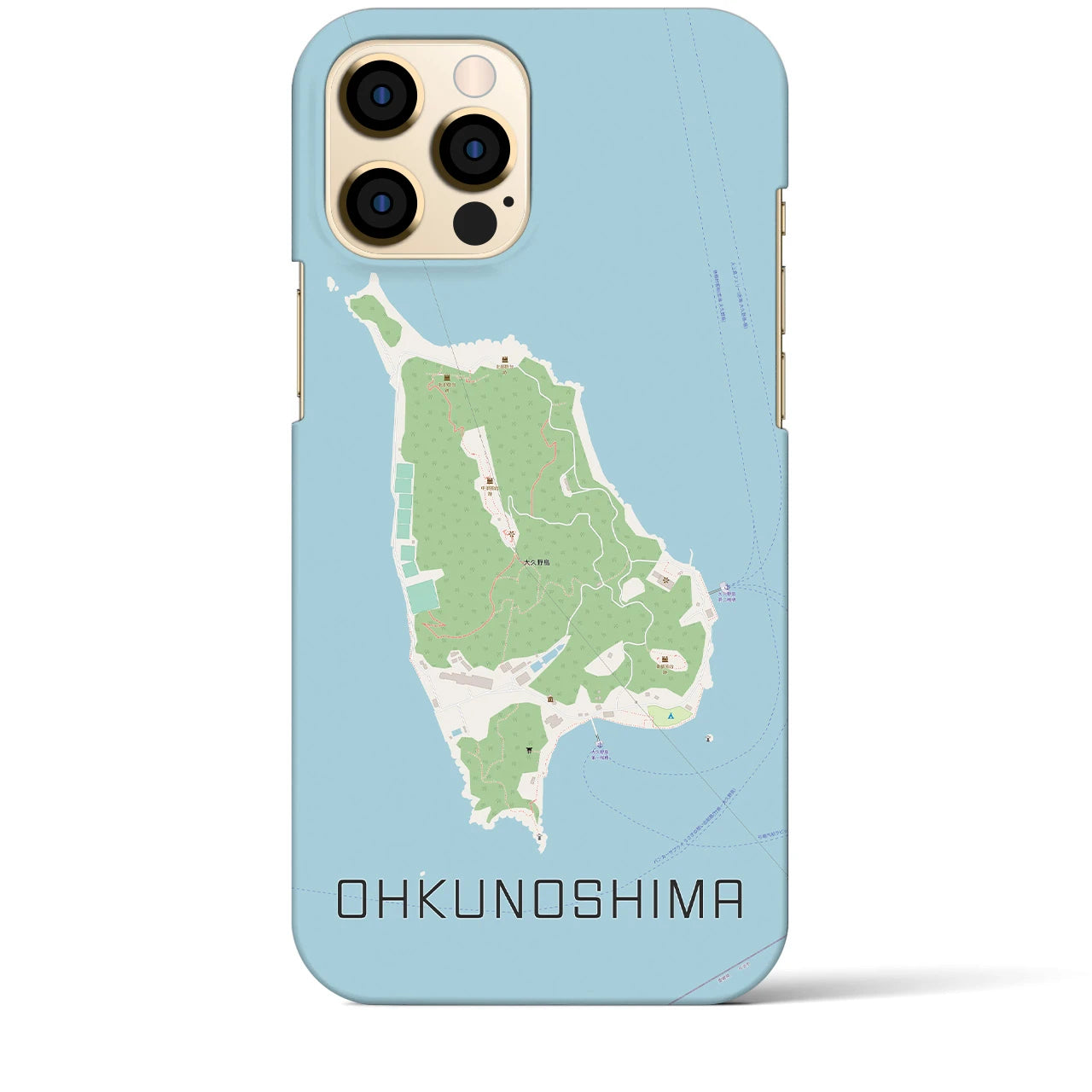 【大久野島（広島県）】地図柄iPhoneケース（バックカバータイプ）