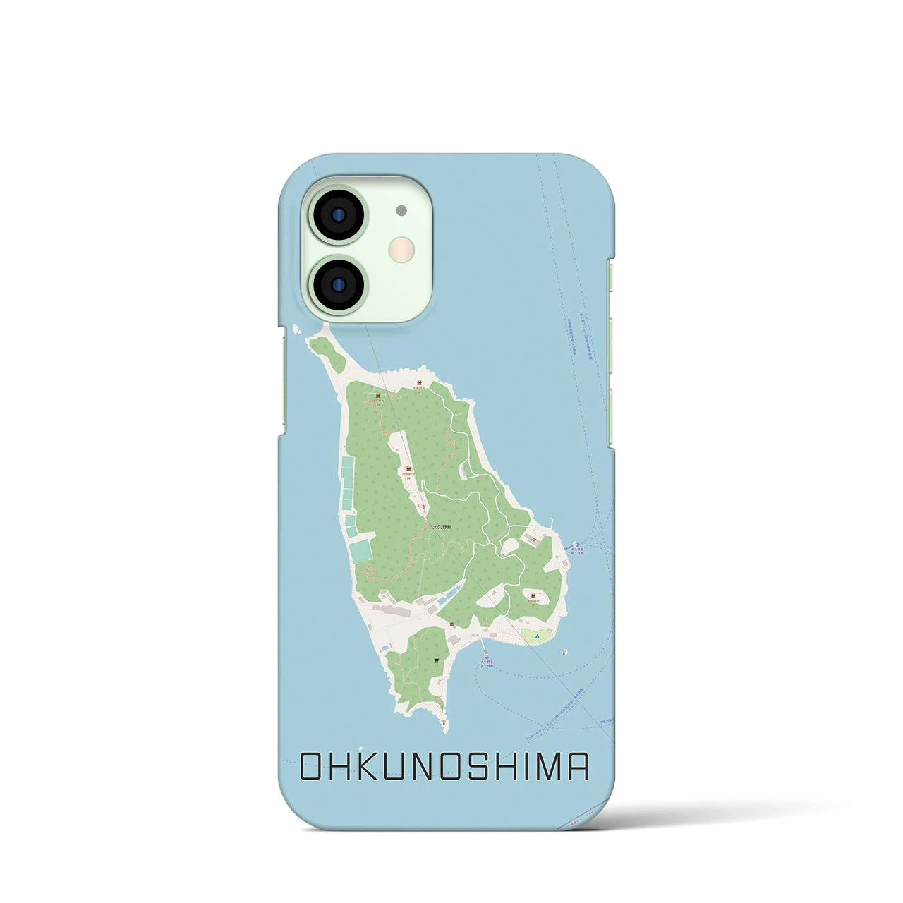 【大久野島（広島県）】地図柄iPhoneケース（バックカバータイプ）