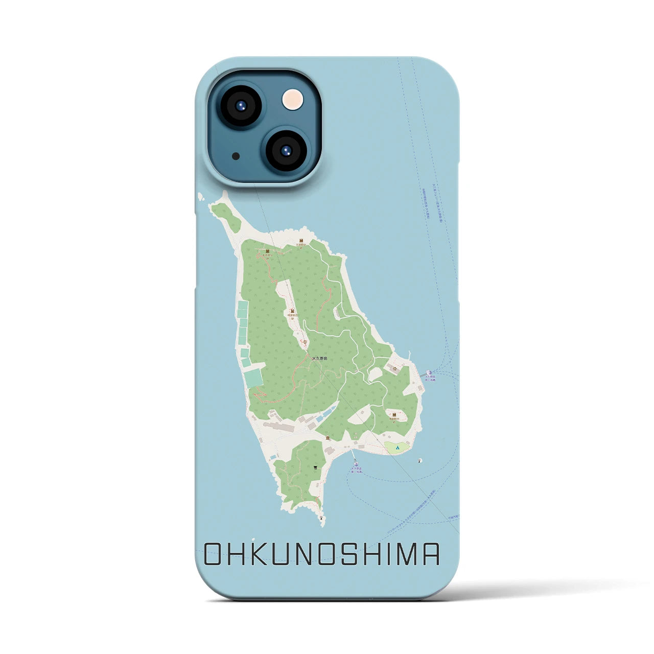 【大久野島（広島県）】地図柄iPhoneケース（バックカバータイプ）