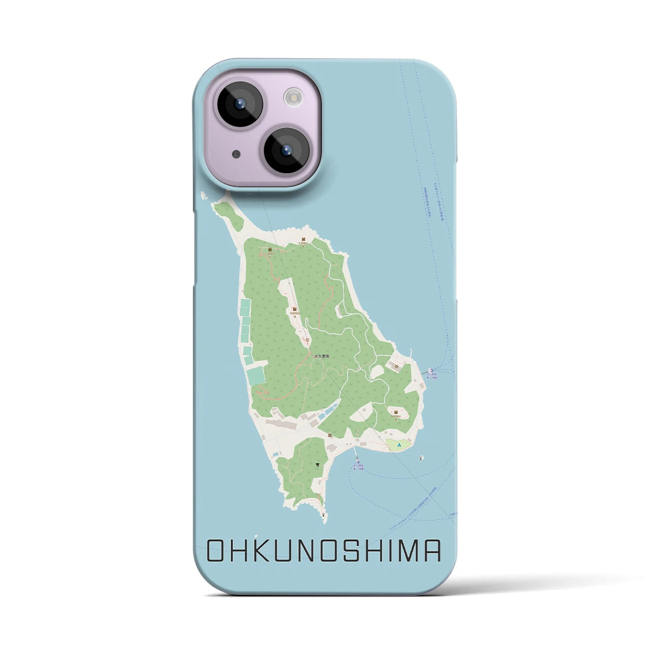 【大久野島（広島県）】地図柄iPhoneケース（バックカバータイプ）