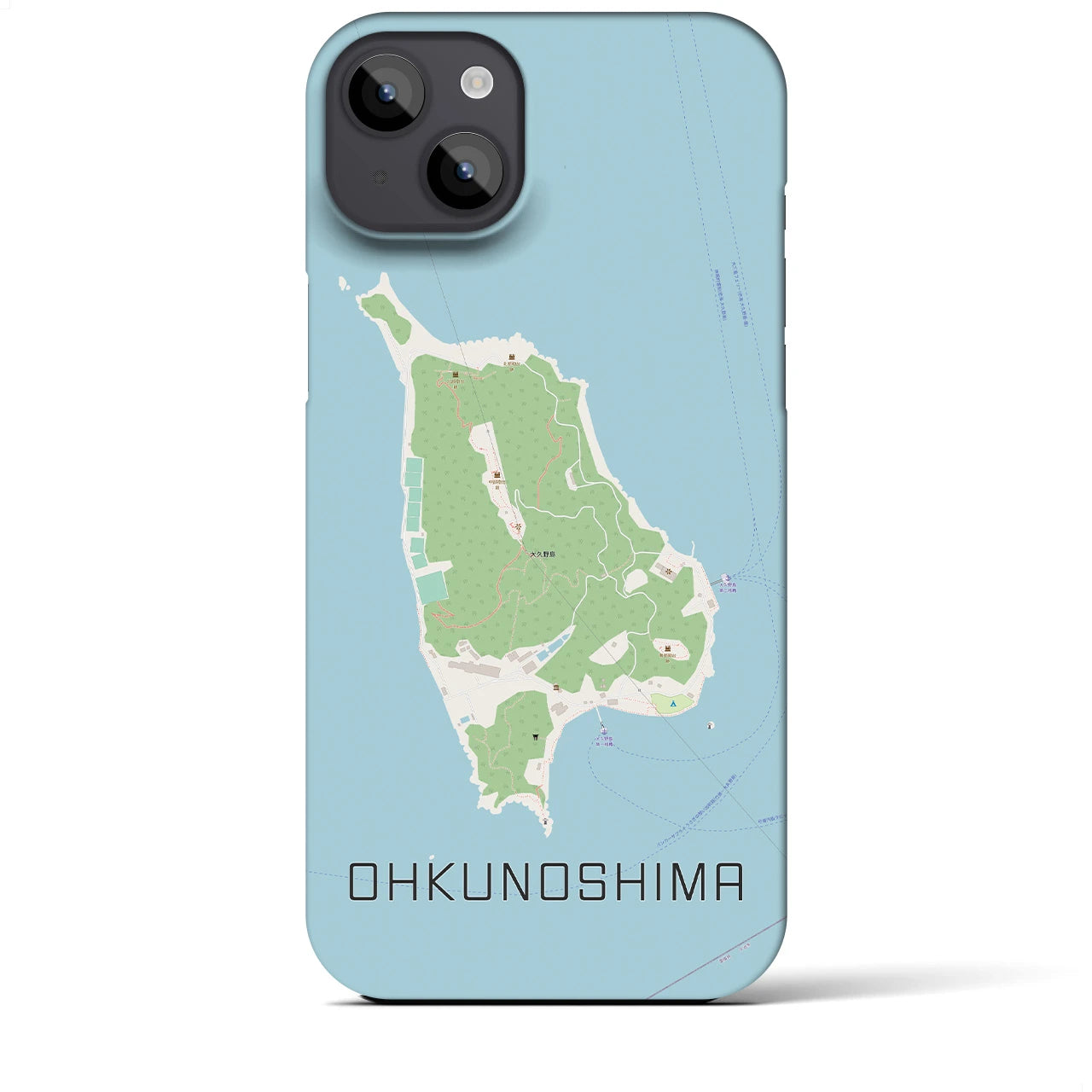 【大久野島（広島県）】地図柄iPhoneケース（バックカバータイプ）