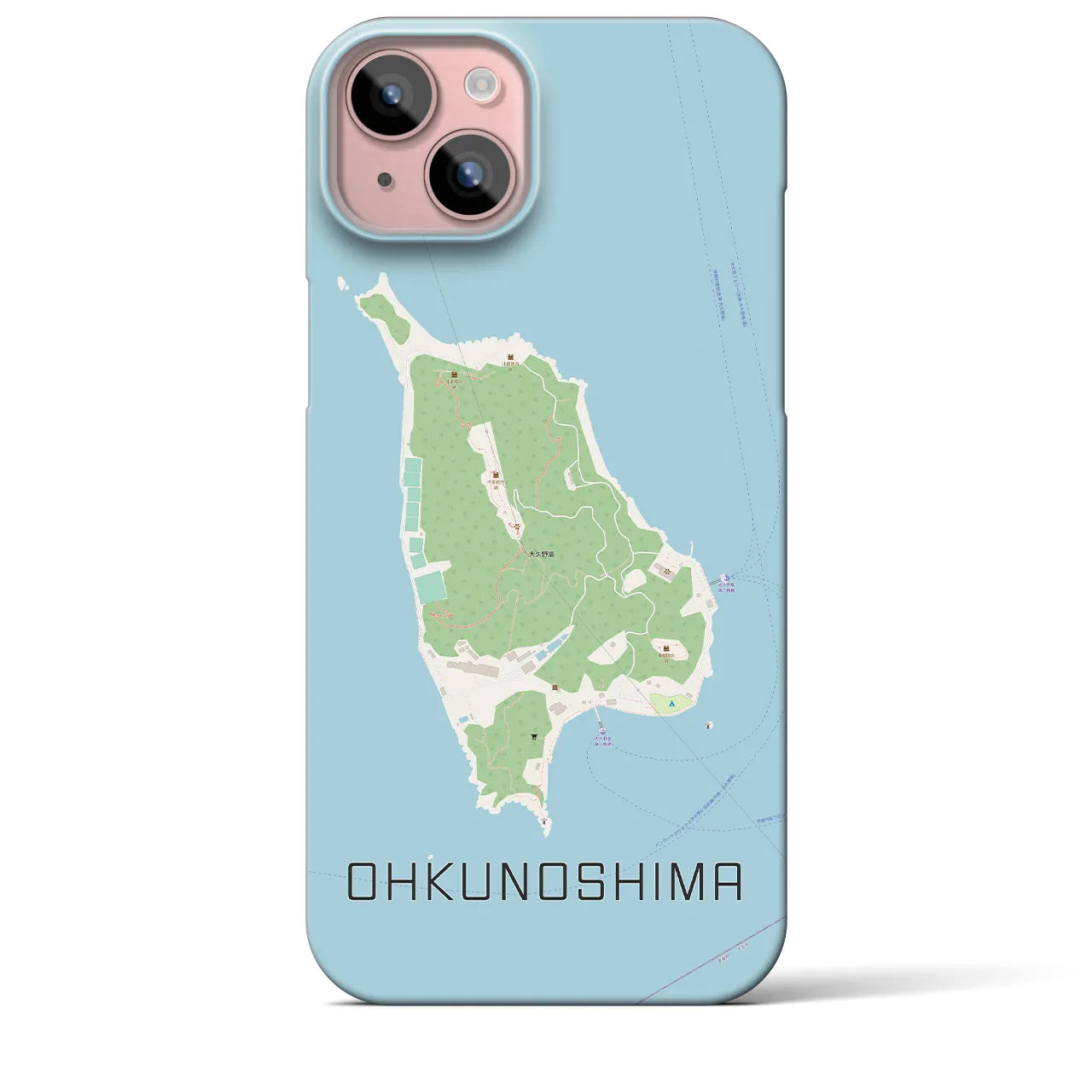 【大久野島（広島県）】地図柄iPhoneケース（バックカバータイプ）