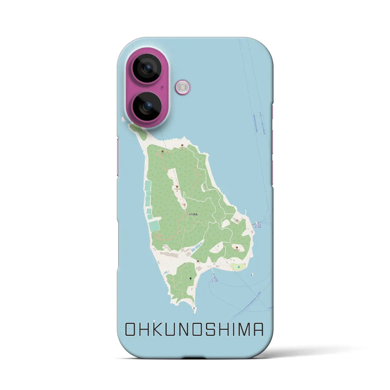 【大久野島（広島県）】地図柄iPhoneケース（バックカバータイプ）