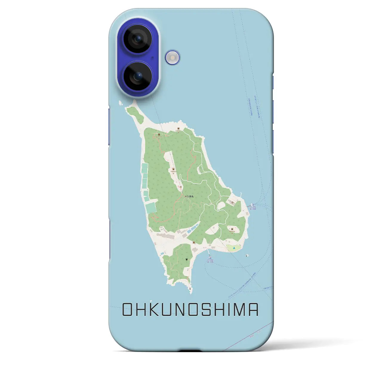 【大久野島（広島県）】地図柄iPhoneケース（バックカバータイプ）