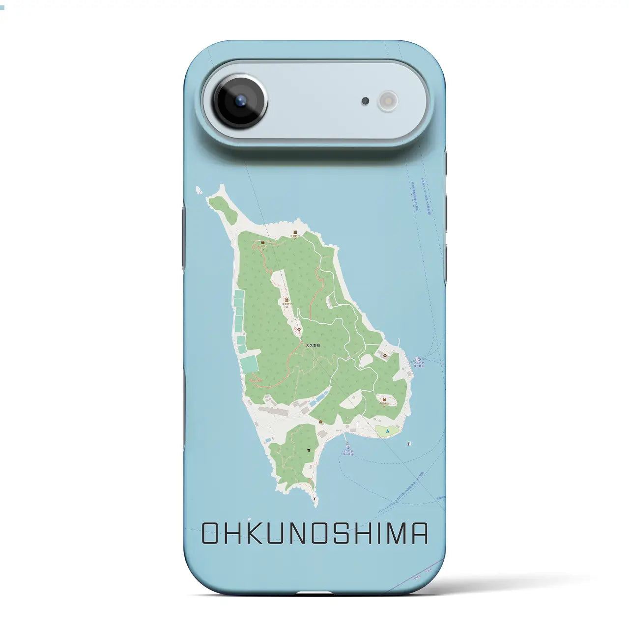 【大久野島（広島県）】地図柄iPhoneケース（バックカバータイプ）