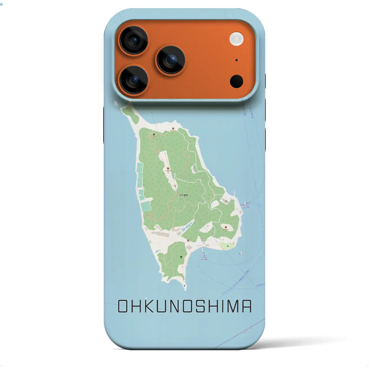 【大久野島（広島県）】地図柄iPhoneケース（バックカバータイプ）ナチュラル・iPhone 17 Pro Max 用