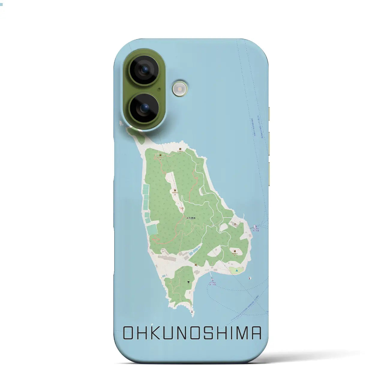 【大久野島（広島県）】地図柄iPhoneケース（バックカバータイプ）ブラック・iPhone 17 Pro Max 用