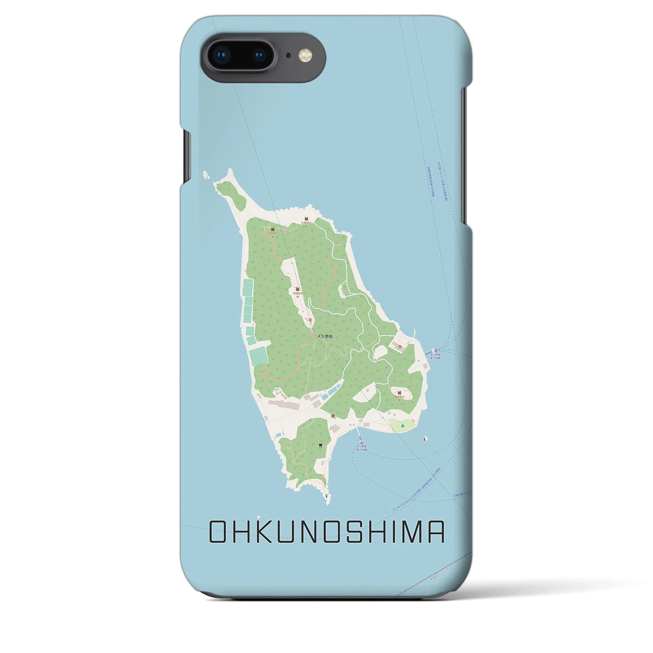 【大久野島（広島県）】地図柄iPhoneケース（バックカバータイプ）