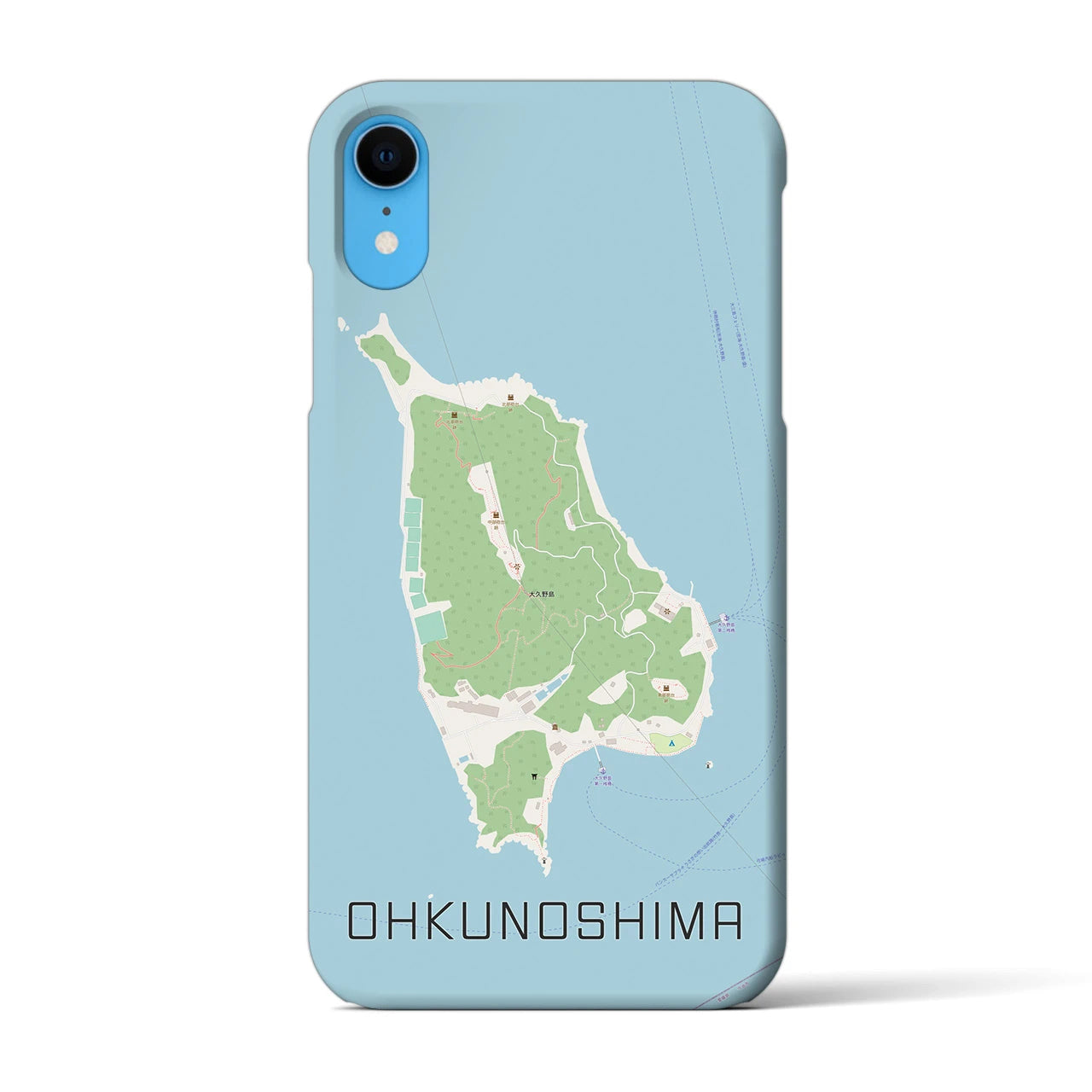 【大久野島（広島県）】地図柄iPhoneケース（バックカバータイプ）