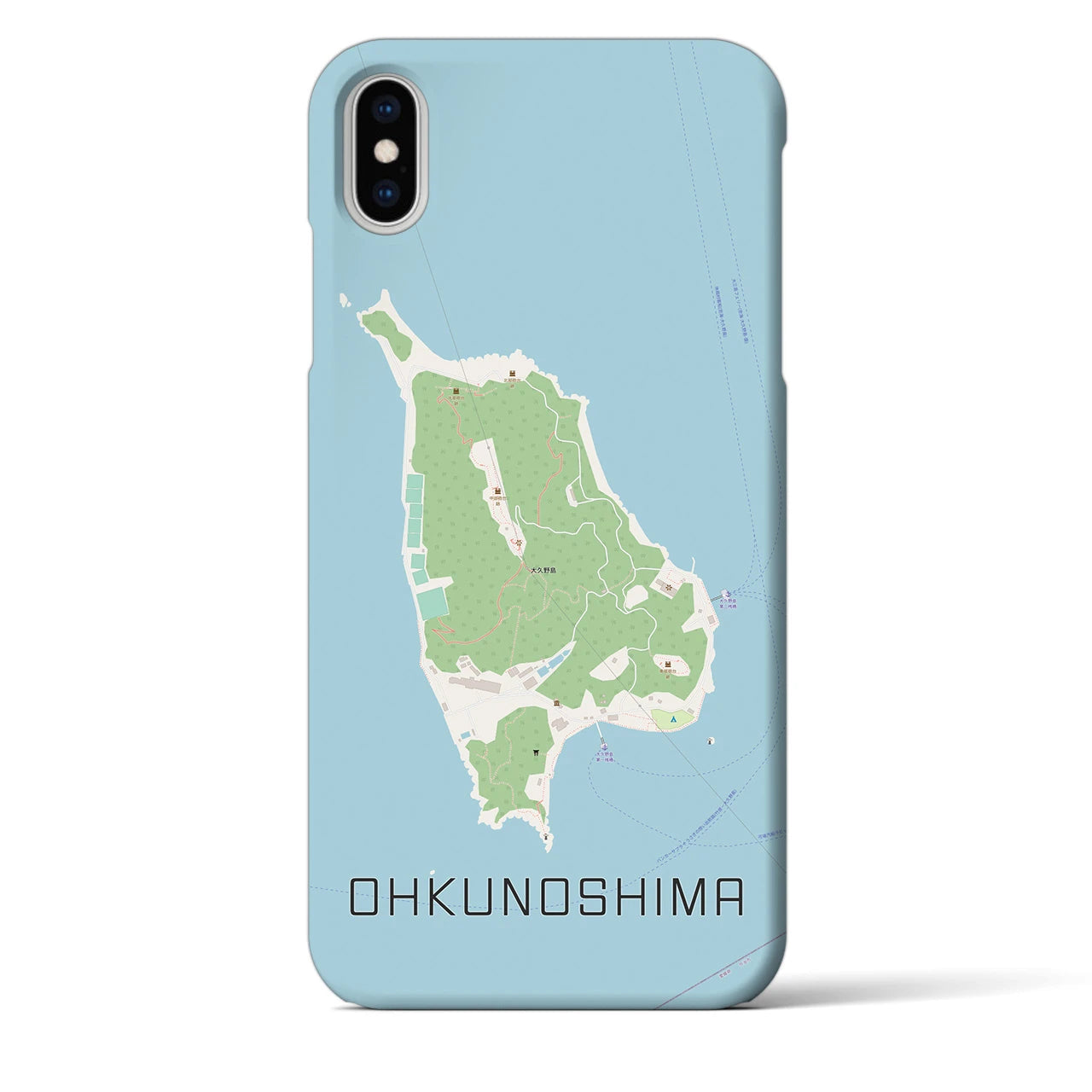 【大久野島（広島県）】地図柄iPhoneケース（バックカバータイプ）