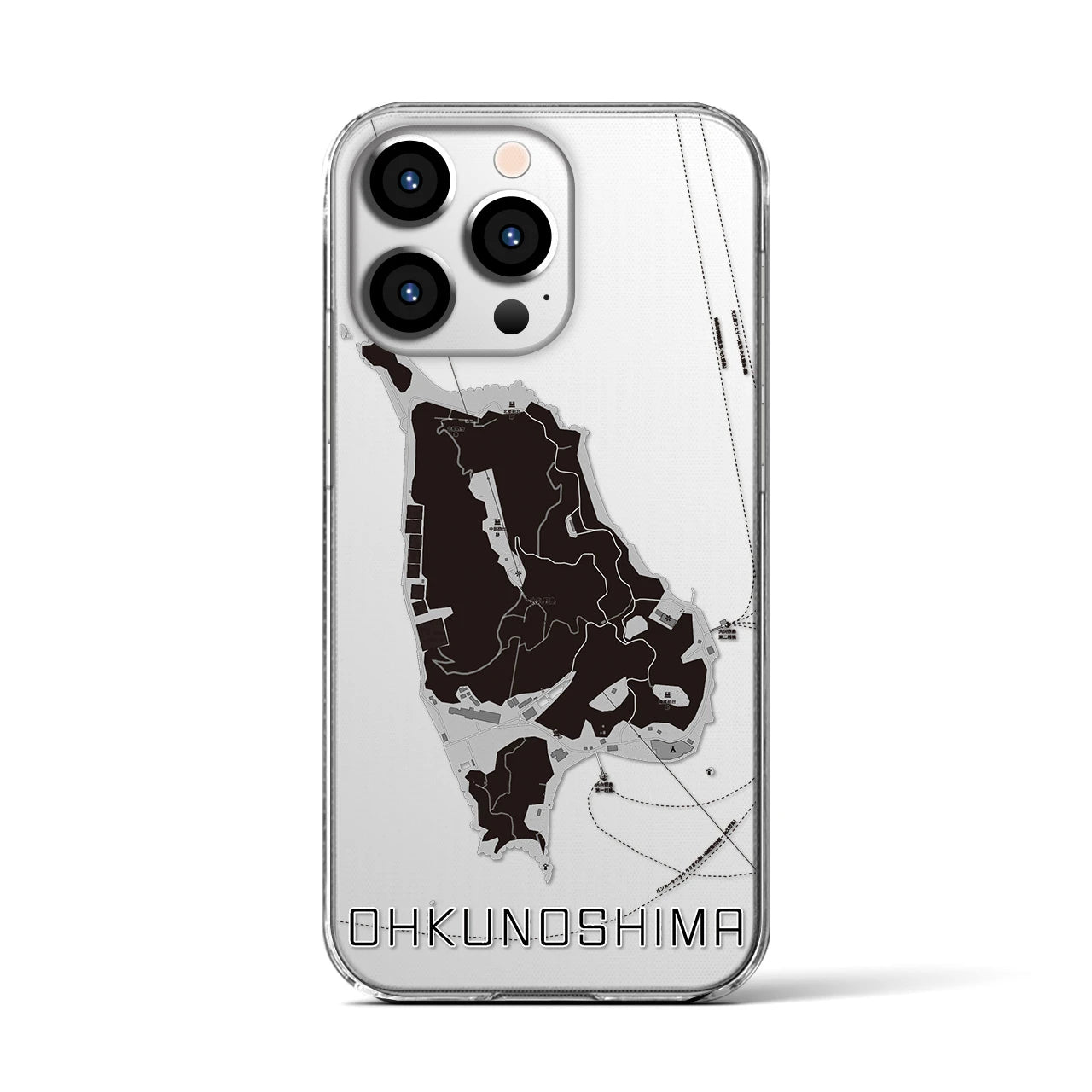 【大久野島（広島県）】地図柄iPhoneケース（クリアタイプ）