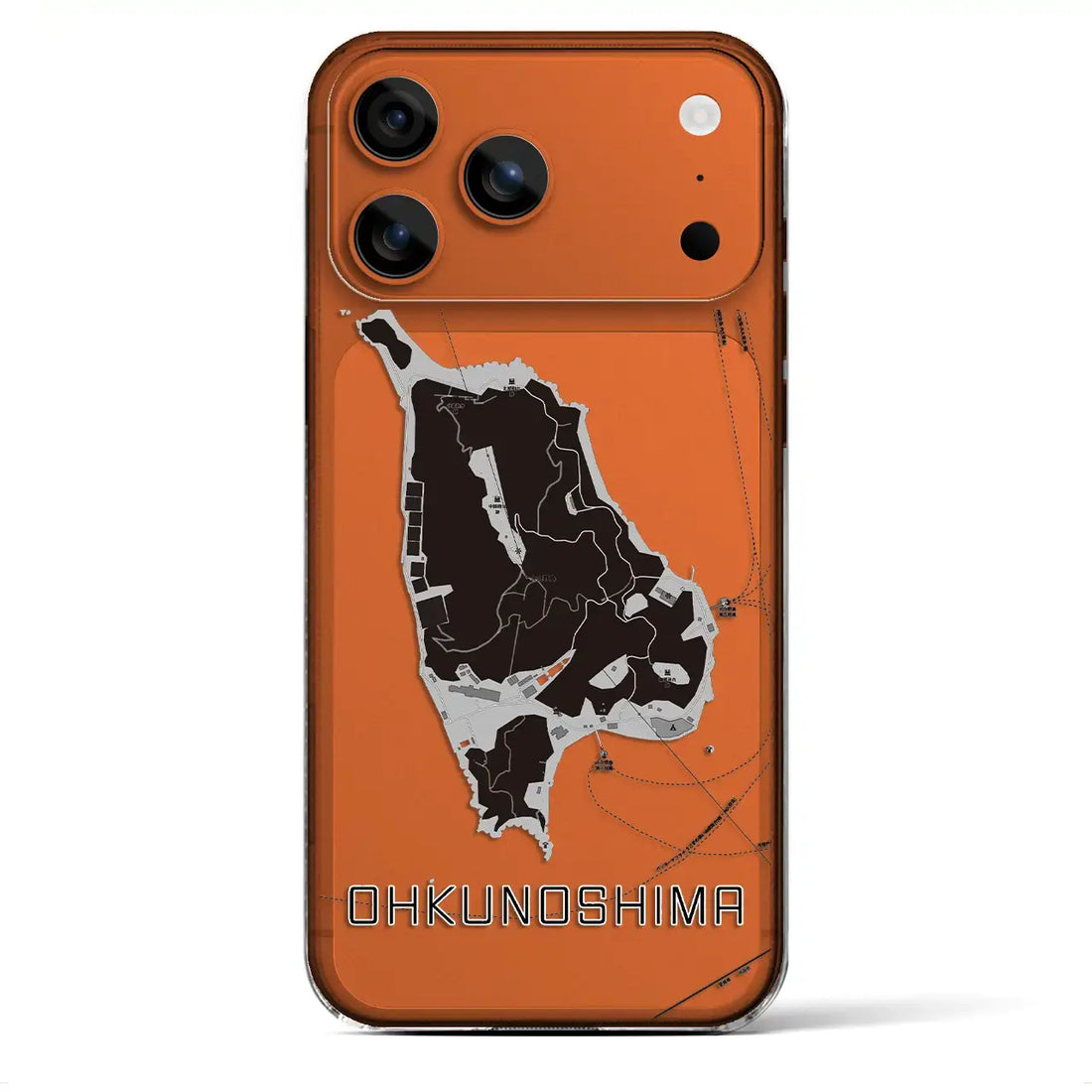 【大久野島（広島県）】地図柄iPhoneケース（クリアタイプ）モノトーン・iPhone 17 Pro Max 用