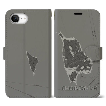 【大久野島（広島県）】地図柄iPhoneケース（手帳タイプ）