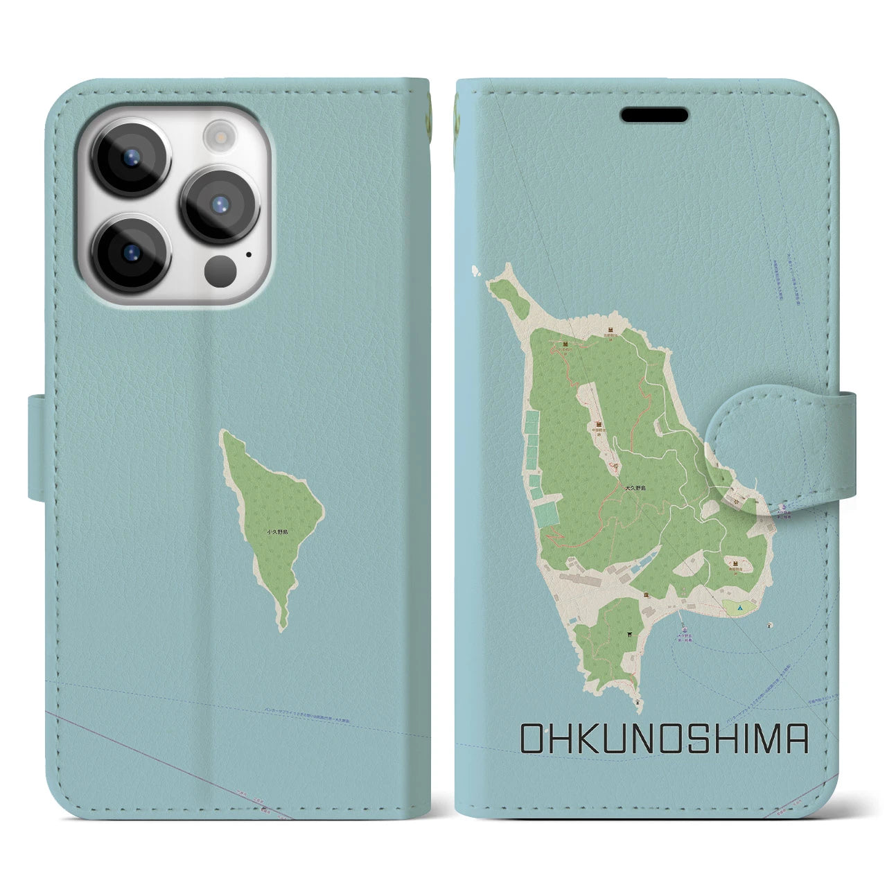 【大久野島（広島県）】地図柄iPhoneケース（手帳タイプ）